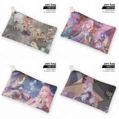 4 Styles Genshin Impact Cartoon Pattern PU Leather Oxford Fabric Waterproof Anime Pencil Box Bag