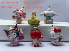 6PCS/Set 5-7cm My Melody KT Cat Cartoon Character Action Figures Model Toy PVC Anime Figure