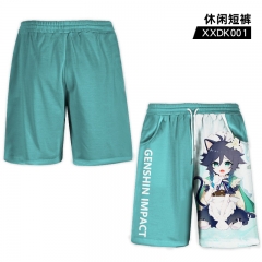 Genshin Impact Cosplay Color Printing Anime Pants Shorts