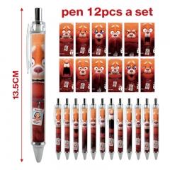 12pcs/set Turning Red Cartoon Character Anime Ballpoint Pen