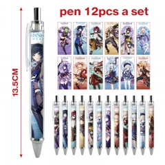 3 Styles 12pcs/set Genshin Impact Cartoon Character Anime Ballpoint Pen