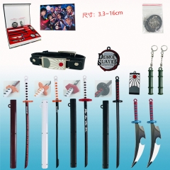 Demon Slayer: Kimetsu no Yaiba Cosplay Decorative Weapon Model Anime Ring Keychain Pendant Set