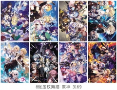 (8PCS/SET) 3 Styles Genshin Impact Pattern Printing Collectible Paper Anime Poster