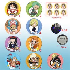 9 Styles 6PCS/SET 58mm One Piece Cosplay Cartoon Character Anime Brooch Pin