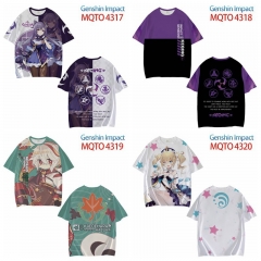 10 Styles Genshin Impact Color Printing Anime T Shirt