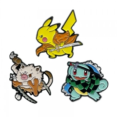 3Styles Pokemon Squirtle Primeape Cartoon Character Pattern Alloy Pin Anime Brooch