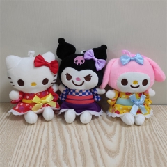 3PCS/SET My Melody Hello Kitty Kuromi Anime Plush Toy Pendant 10CM