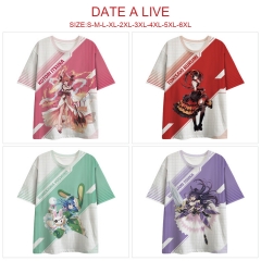 6 Styles Date A Live Cartoon Character 3D Printed Anime Milk Silk T-Shirt