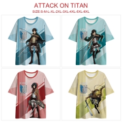 4 Styles Attack on Titan / Shingeki No Kyojin Cartoon Character 3D Printed Anime Milk Silk T-Shirt