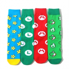 4 Styles Super Mario Bro Unisex Free Size Anime Long Socks