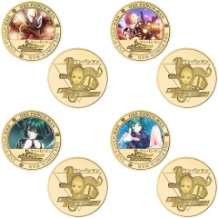 6 Styles One Punch Man Anime Souvenir Coin Souvenir Badge Cartoon Stainless Steel Decoration Badge