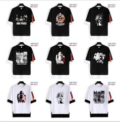 12 Styles One Piece Character Zippered Zleeves Anime T Shirt