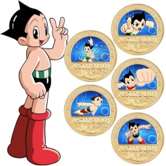 5 Styles Astroboy/Tetsuwan Atom Anime Souvenir Coin Souvenir Badge Cartoon Stainless Steel Decoration Badge