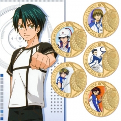 5 Styles The Prince of Tennis Anime Souvenir Coin Souvenir Badge Cartoon Stainless Steel Decoration Badge