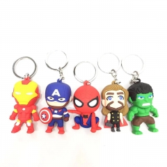 5 Styles Marvel Iron Man Spider Man Cartoon PVC Anime Keychain