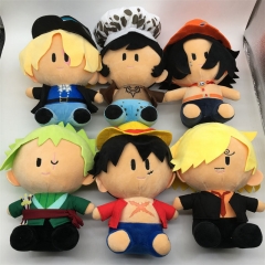 25CM 6PCS/SET One Piece Anime Plush Toy Doll Pendant