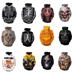 15 Styles Halloween Carnival Night Cosplay Anime Hooded Hoodie