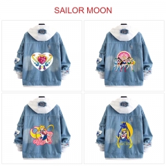 5 Styles Pretty Soldier Sailor Moon Cartoon Pattern Anime Denim Jacket Costume