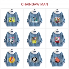 9 Styles Chainsaw Man Cartoon Pattern Anime Denim Jacket Costume