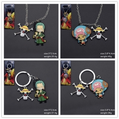 4 Styles One Piece Cartoon Cute Anime Alloy Keychain Necklace
