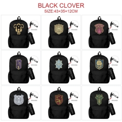 3 Colors 30 Styles Black Clover Canvas Anime Backpack Bag+Pencil Bag Set