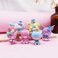 6PCS/SET 5CM Cinnamoroll Pom Hello Kitty Kuromi My Melody Anime Figures Doll Toy