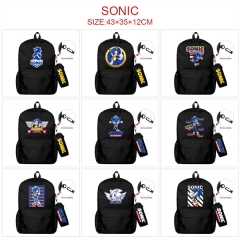 3 Colors 30 Styles Sonic the Hedgehog Canvas Anime Backpack Bag+Pencil Bag Set