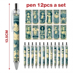 2 Styles 12pcs/set One Piece Cartoon Character Anime Ballpoint Pen