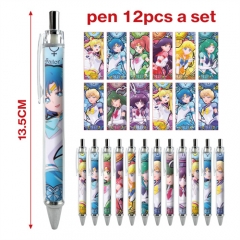 9 Styles 12pcs/set Pretty Soldier Sailor Moon Cartoon Character Anime Ballpoint Pen