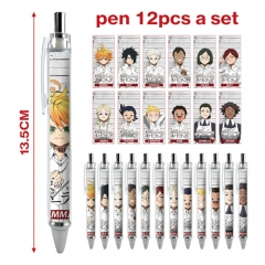 2 Styles 12pcs/set The Promised Neverland Cartoon Character Anime Ballpoint Pen