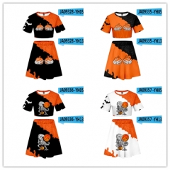 20 Styles Halloween Pumpkin Lantern Pattern Cosplay Anime T-shirt And Skirt Set