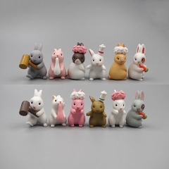 12PCS/SET Bunny Rabbit Cartoon Toy Anime Action PVC Figure