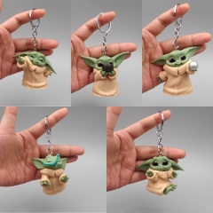 5PCS/SET 5CM Star War Yoda Cartoon Toy Anime Action PVC Figure Keychain