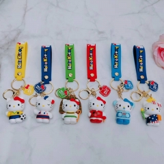 6 Styles Hello Kitty Glue Anime Figure Keychain