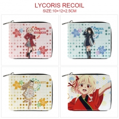6 Styles Lycoris Recoil Cartoon Pattern PU Coin Purse Anime Short Zipper Wallet