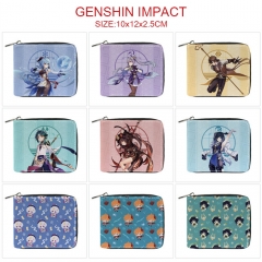 13 Styles Genshin Impact Cartoon Pattern PU Coin Purse Anime Short Zipper Wallet