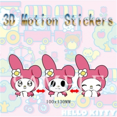 2 Styles Sanrio My Melody Cartoon Can Change Pattern Lenticular Flip Anime 3D Stickers
