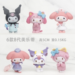 6PCS/SET 5CM My Melody Kuromi Cartoon Anime PVC Figure Toy