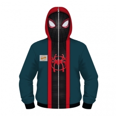 Spider Man Miles Morales For Kids Zipper Anime Hooded Hoodie