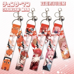 6 Styles Chainsaw Man Cartoon Decoration Anime Bell Ribbon Keychain