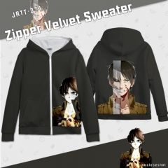 Attack on Titan/Shingeki No Kyojin Cosplay Hooded Sweatshirt Zipper Velvet Sweater Anime Hoodie