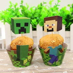 2 Styles Minecraft Game Cosplay Decorative Cake Anime Paper Cup