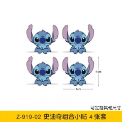 4PCS/SET Lilo & Stitch Decorative Waterproof PVC Anime Car Sticker