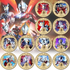 12 Styles Ultraman Anime Souvenir Coin Souvenir Badge Cartoon Stainless Steel Decoration Badge