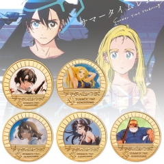 5 Styles Summer Time Rendering Anime Souvenir Coin Souvenir Badge Cartoon Stainless Steel Decoration Badge