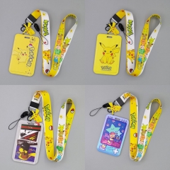 7 Styles 10PCS/SET Pokemon Pikachu Anime Phone Strap Lanyard Card Holder Bag