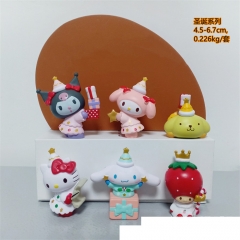 6PCS/SET 4-6CM Cinnamoroll Kuromi Christmas Style Cartoon Anime PVC Figure