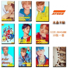 10CS/SET K-POP ATEEZ ATINY WAVE Treasure ID Card Sticker 5.4*8.5cm