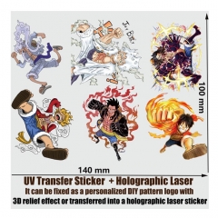 5 Styles One Piece Cartoon Pattern Decorative Collectible Waterproof Anime UV Transfer 3D Stickers
