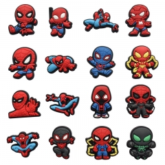 16 Styles Spider Man Cartoon Decorative Buckle PVC Rubber Shoe Anime Sticker